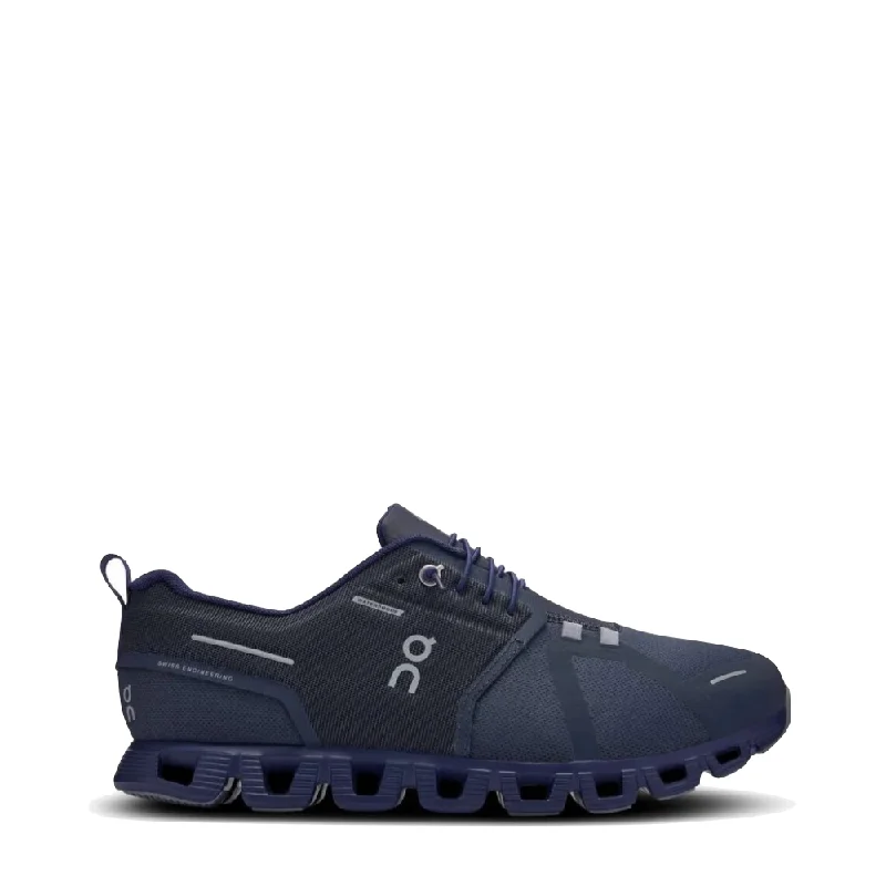 On Men's Cloud 5 Waterproof Sneaker in Navy/Ink Comfortable Derby Style  