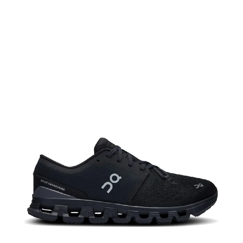 On Men's Cloud X 4 Sneaker in Black/Eclipse Striped Shoe Style  