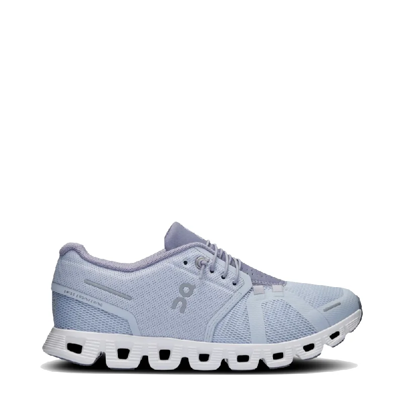 On Women's Cloud 5 Sneaker in Heather/Fossil Rubber - Sole Plimsoll Look  