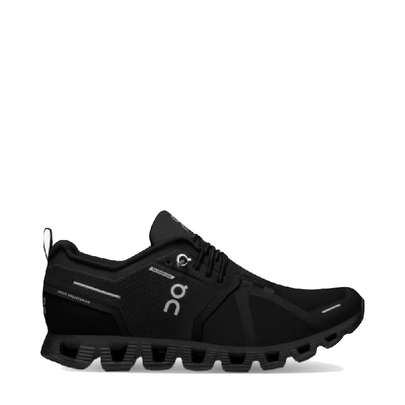 On Women's Cloud 5 Waterproof Sneaker in All Black Desert Boot Utility Style  