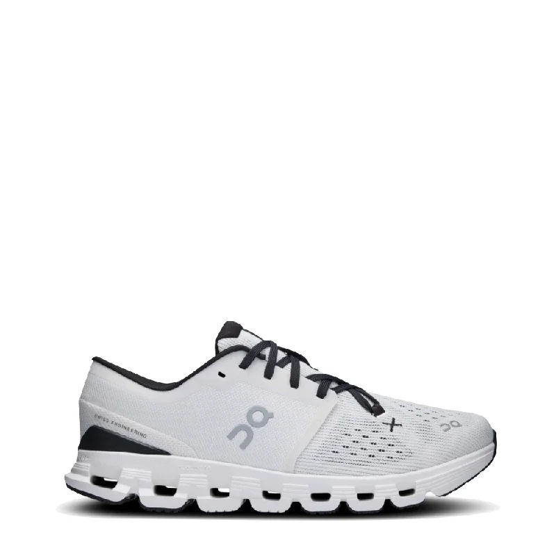 On Women's Cloud X 4 Sneaker in Ivory/Black Edwardian Shoe Look  