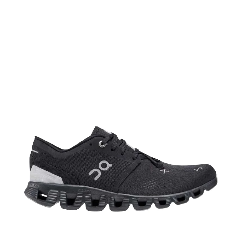 On Women's Cloud X3 Training Sneaker in Black Suede Desert Boot 