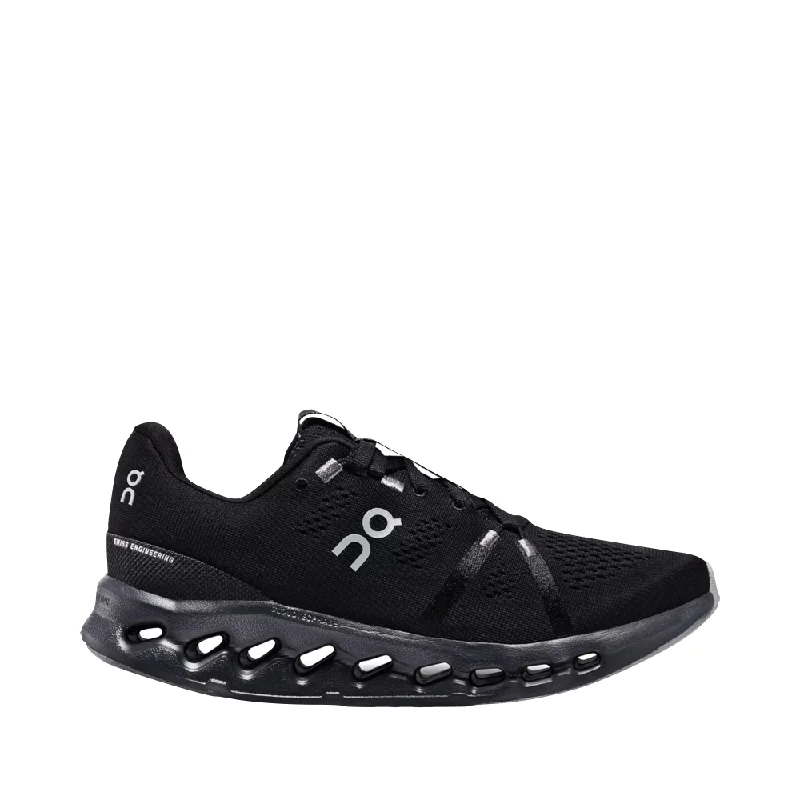 On Women's Cloudsurfer Running Sneaker in All Black Dressy Chelsea Boot Style 