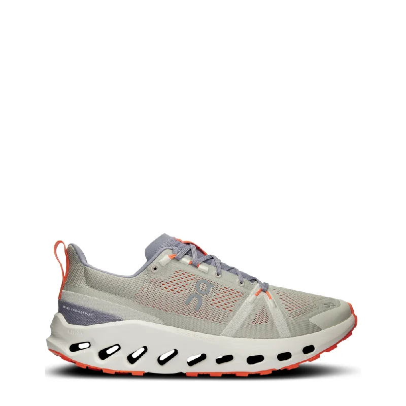 On Women's Cloudsurfer Trail Sneaker in Fossil/Ivory Upcycled Shoe Look  