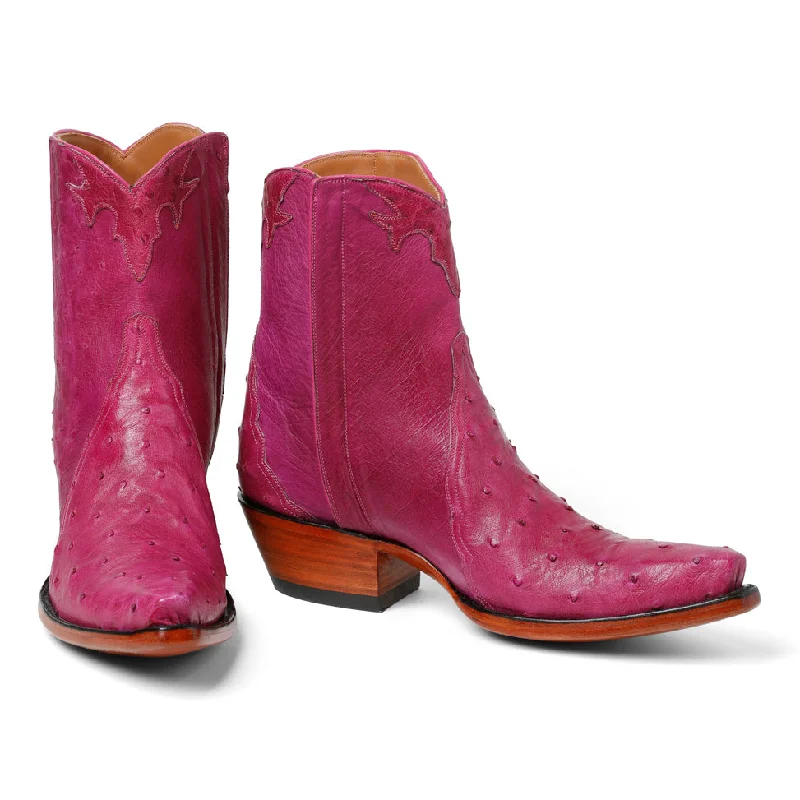 Ostrich Ankle Zipper- Magenta Checkered Shoe Pattern Look  