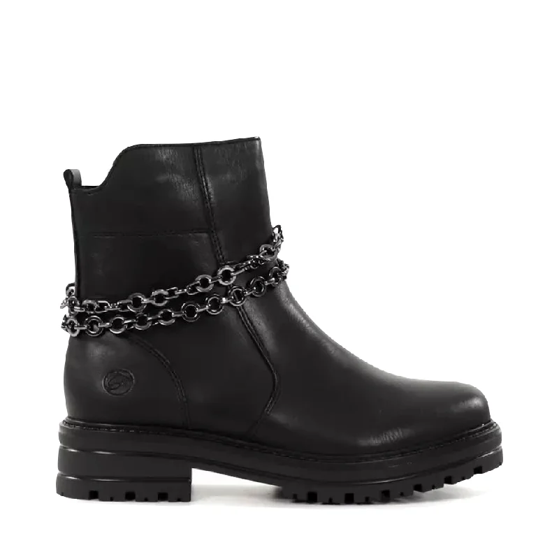 Remonte Women's 85 Chain Boot in Black Combat - Inspired Military Boot Look  