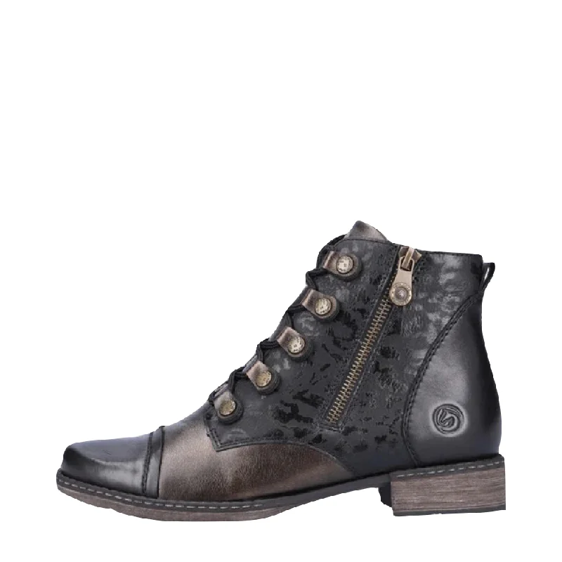 Remonte Women's Chandra 91 Mid Side Zip Lace Boot in Black Multi Hiking Boot Durability Style Remonte Women's Chandra 91 Mid Side Zip Lace Boot in Black Multi Hiking Boot Durability Style