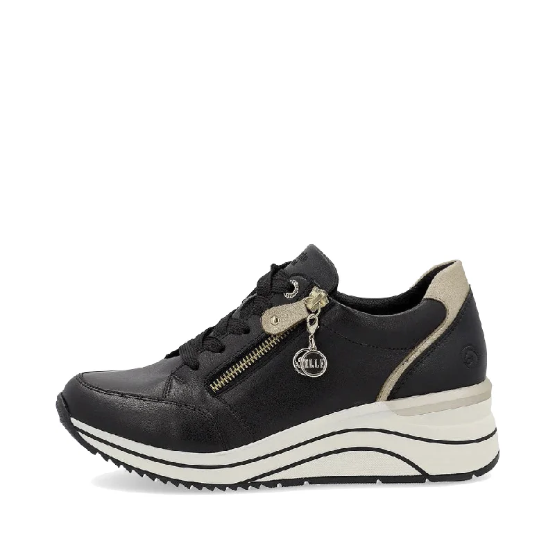 Remonte Women's Eleni 03 Wedge Sneaker in Black Smart - Shoe Functionality Style  