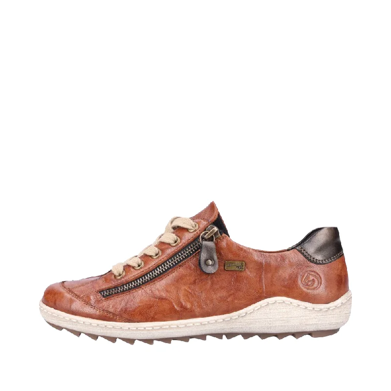 Remonte Women's Liv 02 Waterproof Side Zip Leather Lace Sneaker in Brown Tech - Inspired Sneaker Look Remonte Women's Liv 02 Waterproof Side Zip Leather Lace Sneaker in Brown Tech - Inspired Sneaker Look
