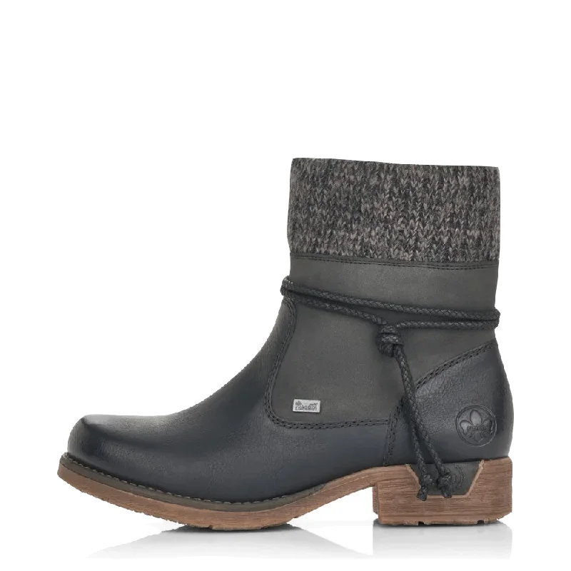 Rieker Women's Fee 88 Mid Waterproof Boot in Black Performance Running Sneaker Look Rieker Women's Fee 88 Mid Waterproof Boot in Black Performance Running Sneaker Look