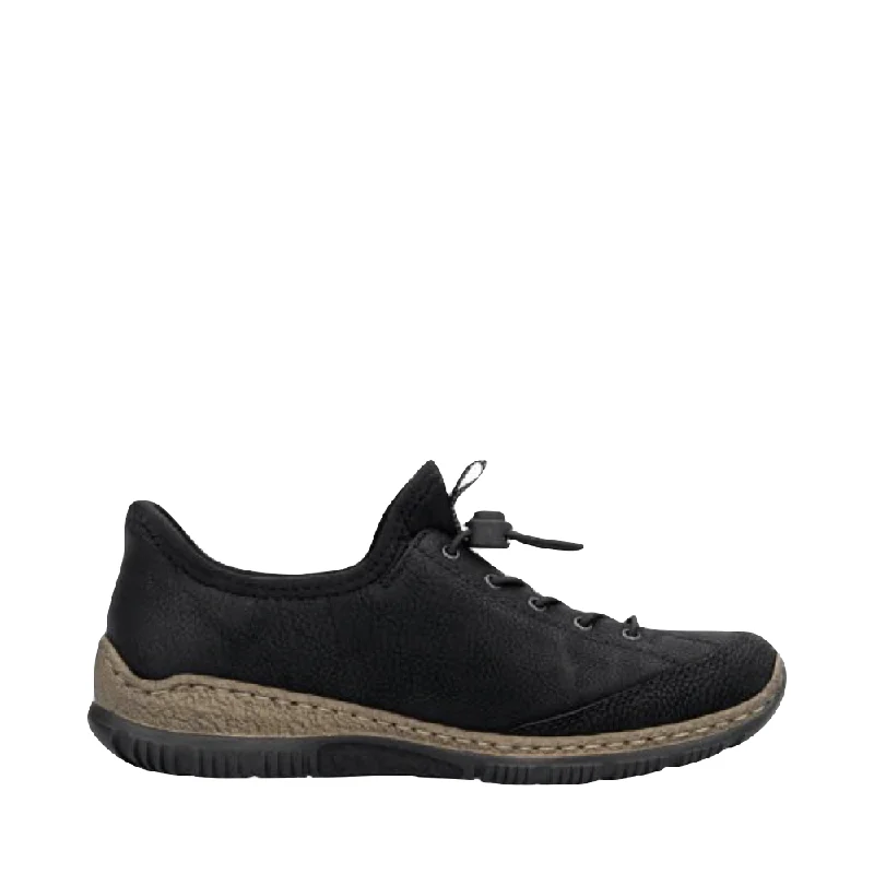 Rieker Women's Nikita 67 Slip On Sneaker in Black Retro Basketball Sneaker Design  