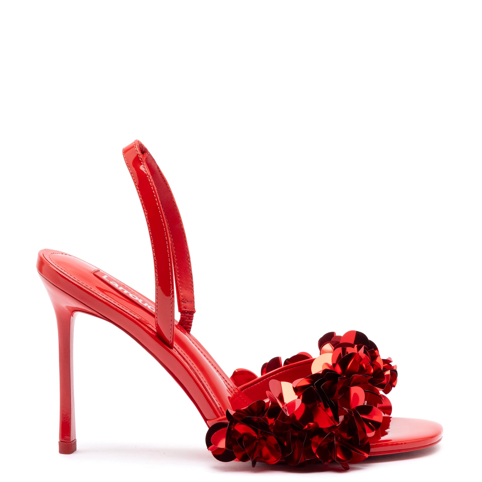 Morgan Sandal In Scarlet Patent Leather Upcycled Shoe Look  
