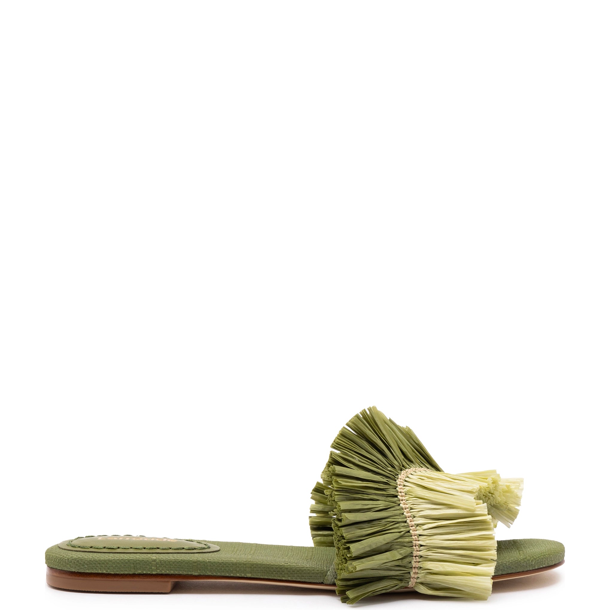 Ivy Fringe Flat In Seaweed Raffia Minimalist Sneaker Style  