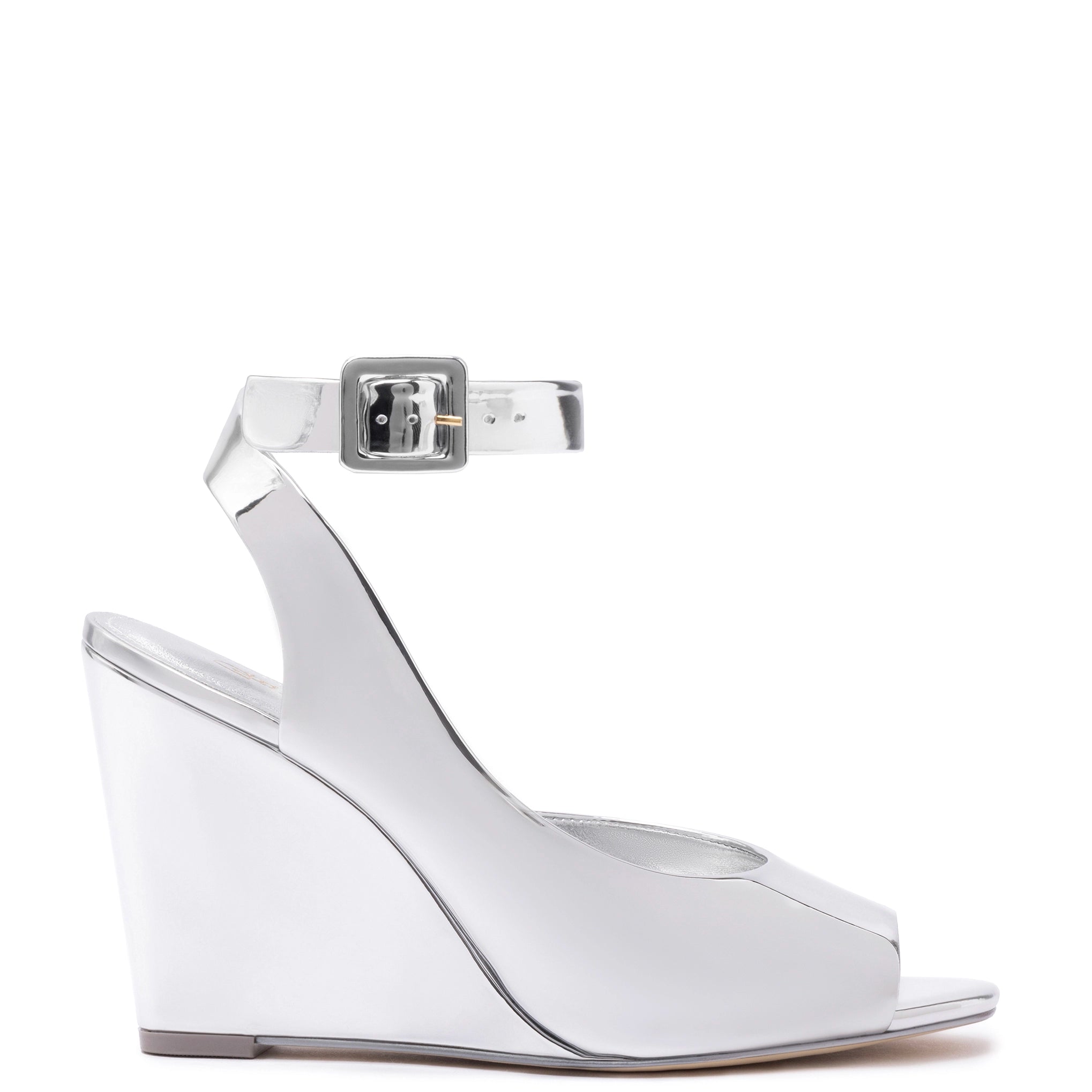Deena By Larroudé Wedge Sandal In Silver Specchio Camouflage Print Boot Style  