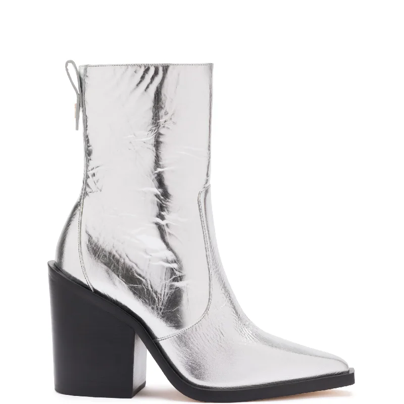 James Boot In Silver Crinkled Leather Brogue Oxford Aesthetic 