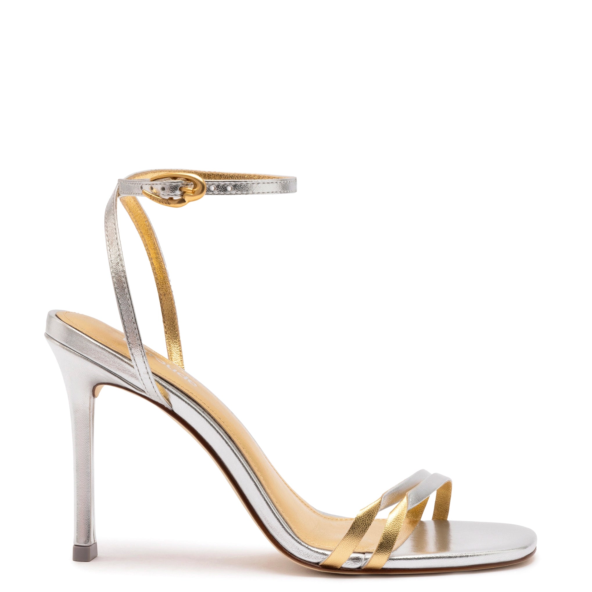 Vesper Sandal In Silver Metallic Leather Buckle -