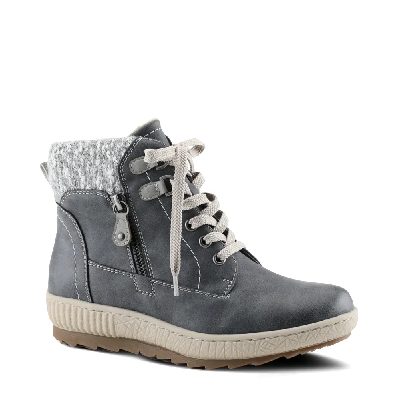 Spring Step Women's Karlene Side Zip Lace Waterproof Boots in Grey Combat - Inspired Military Boot Look Spring Step Women's Karlene Side Zip Lace Waterproof Boots in Grey Combat - Inspired Military Boot Look