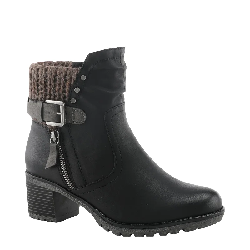 Spring Step Women's Rene Water Resistant Side Zip Sweater Cuff Heeled Boot in Black Performance Running Sneaker Look Spring Step Women's Rene Water Resistant Side Zip Sweater Cuff Heeled Boot in Black Performance Running Sneaker Look