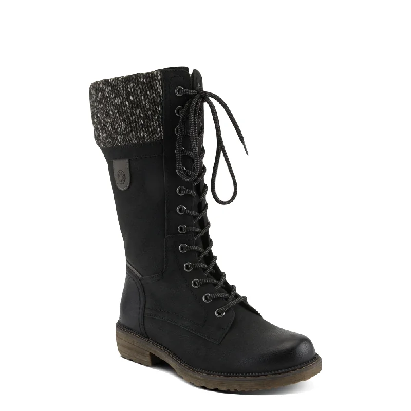Spring Step Women's Yosemite Western Mid Calf Water Resistant Lace Boot in Black Art Deco - Inspired Shoe Look Spring Step Women's Yosemite Western Mid Calf Water Resistant Lace Boot in Black Art Deco - Inspired Shoe Look