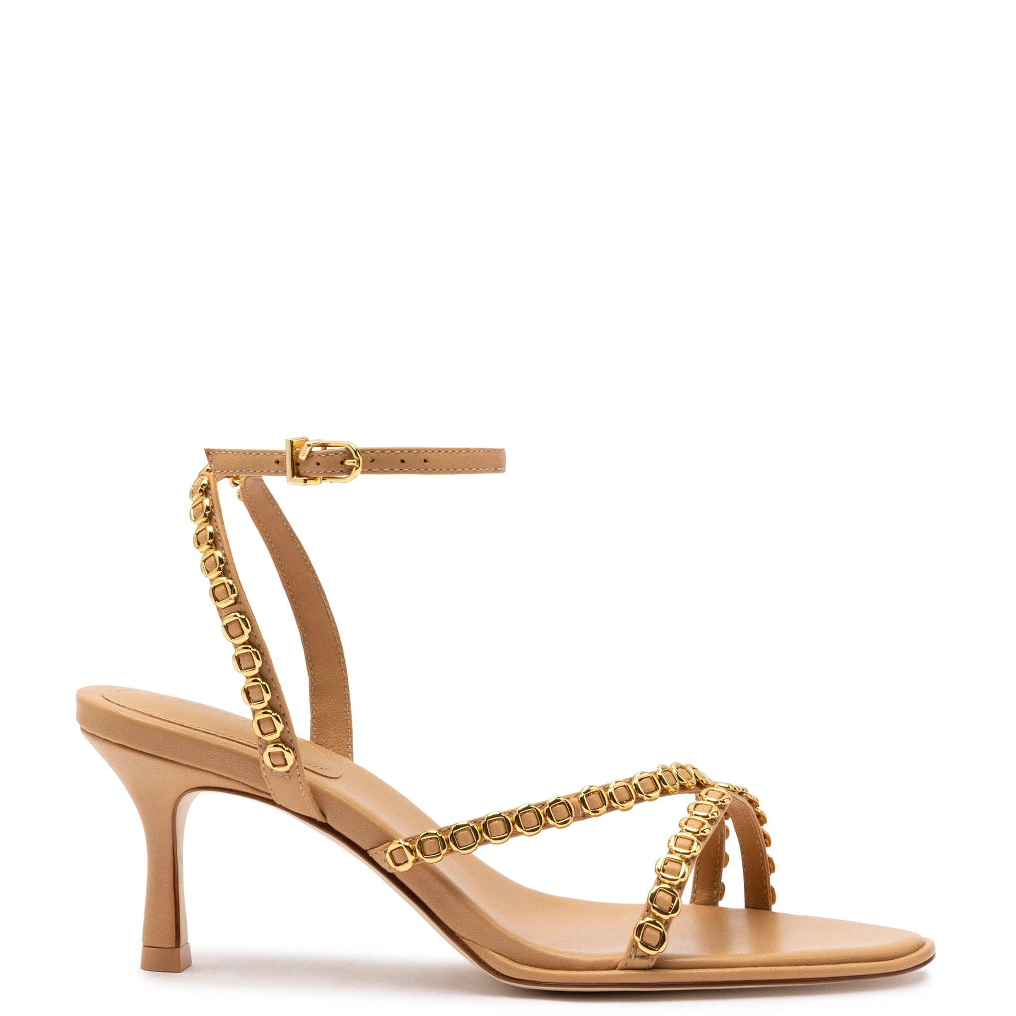 Milanina Mini Sandal In Tan Leather Camouflage Print Boot Style  