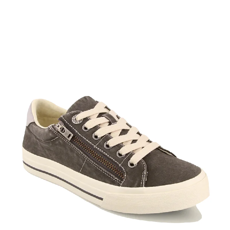 Taos Women's Z Soul Side Zip Canvas Lace Sneaker in Graphite Casual Loafer Style          