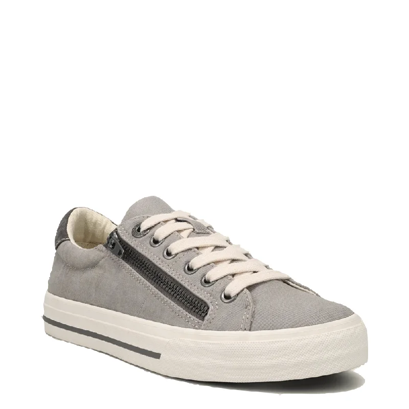 Taos Women's Z Soul Side Zip Canvas Lace Sneaker in Grey/Graphite Blue Coast Loafer Aesthetic 