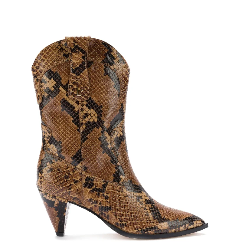 Thelma Boot In Tawny Stamped Leather Quick - Dry Hiking Shoe Style   