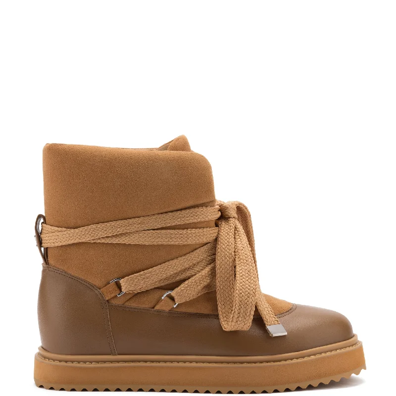 Utah Puffer Boot In Toasted Suede Checkered Shoe Pattern Look  