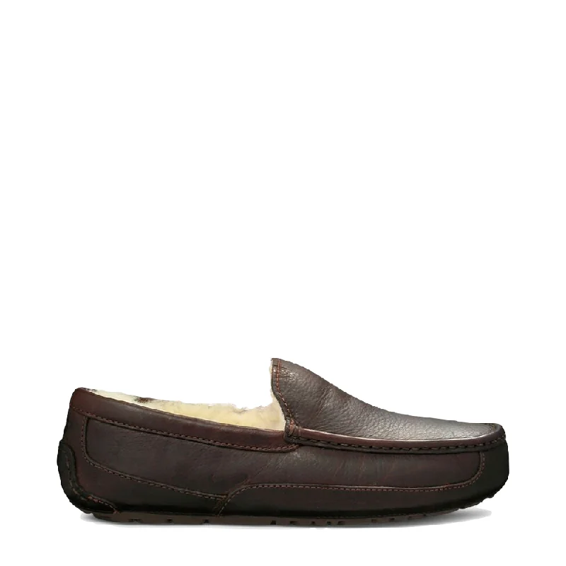UGG Ascot Leather Moccasin Slipper in Dark Spice Single - Buckle Monk Look  