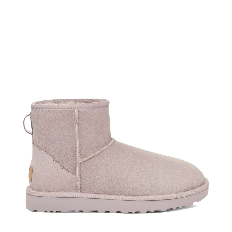 UGG Women's Classic Mini II Sheepskin Boot in Pale Smoke Grey Elastic - Sided Chelsea Look UGG Women's Classic Mini II Sheepskin Boot in Pale Smoke Grey Elastic - Sided Chelsea Look