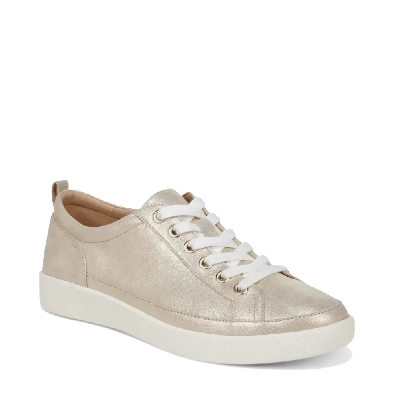 Vionic Women's Winny Leather Tie Sneaker in Gold Ankle - High Military Boot Style  