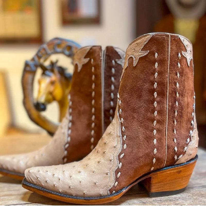Wendy Ostrich Ankle Zipper - Wheat Striped Shoe Style  