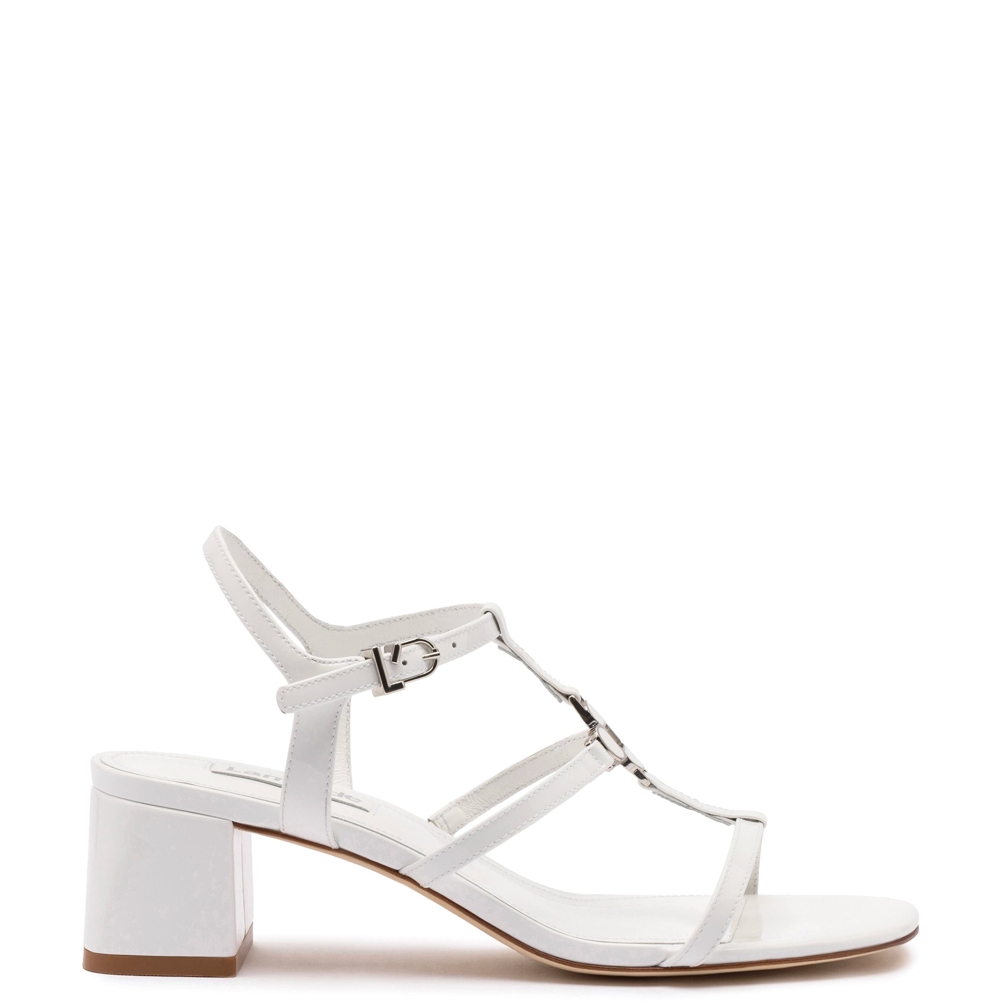 Hana Block In White Patent Leather Ankle - High Military Boot Style  