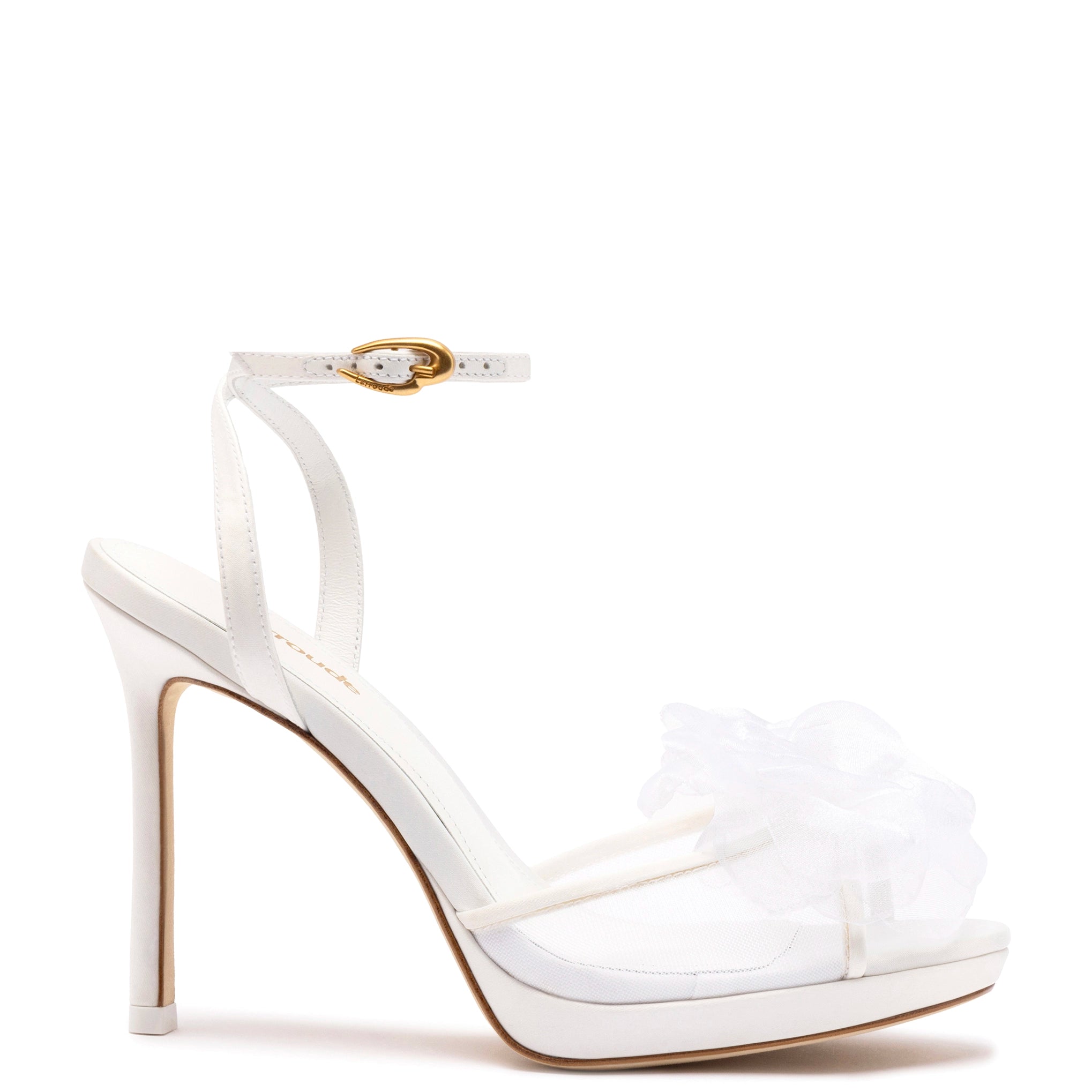 Salma Platform Sandal In White Satin Combat - Inspired Military Boot Look  