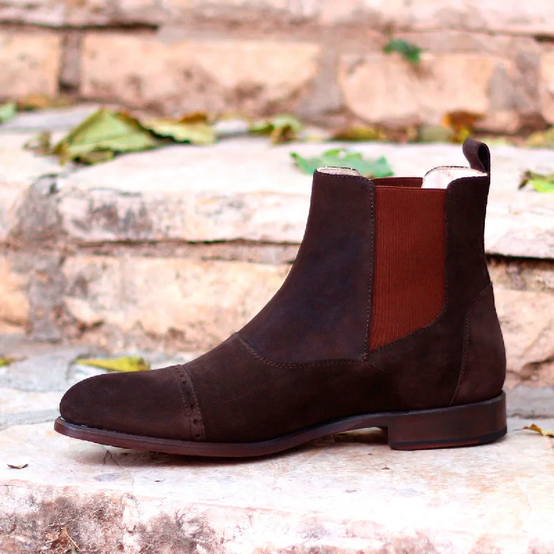 DapperFam Vesuvio in Dark Brown Men's Lux Suede Chelsea Multi Boot Ivy League Loafer Look DapperFam Vesuvio in Dark Brown Men's Lux Suede Chelsea Multi Boot Ivy League Loafer Look