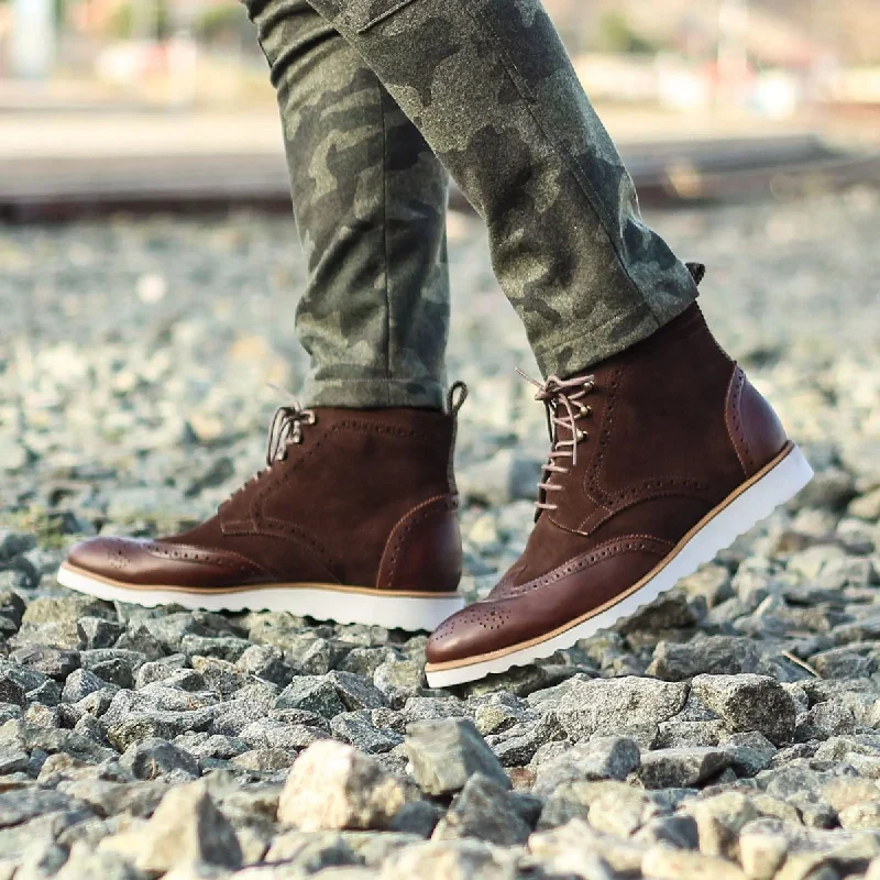 DapperFam Valiant in Dark Brown Men's Italian Leather & Lux Suede Military Brogue Ivy League Loafer Look DapperFam Valiant in Dark Brown Men's Italian Leather & Lux Suede Military Brogue Ivy League Loafer Look