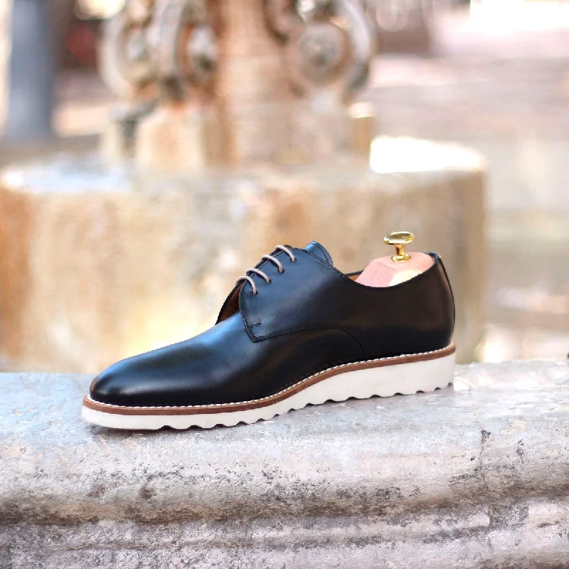 DapperFam Vero in Black Men's Italian Leather Derby Blue Coast Loafer Aesthetic 