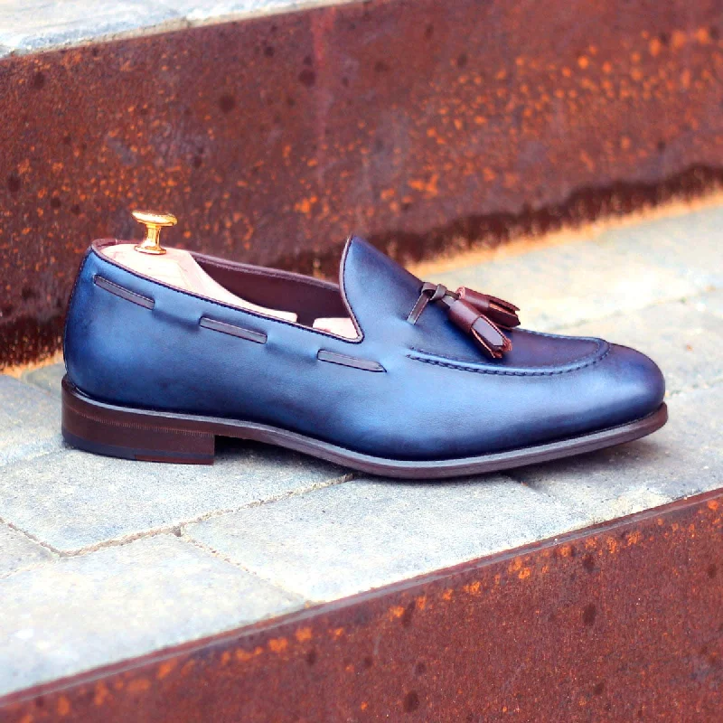 DapperFam Luciano in Navy / Dark Brown Men's Italian Leather Loafer Lightweight Tennis Sneaker Look DapperFam Luciano in Navy / Dark Brown Men's Italian Leather Loafer Lightweight Tennis Sneaker Look