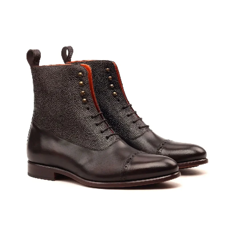 DapperFam Vittorio in Dark Brown Men's Italian Leather & Italian Pebble Grain Leather Balmoral Boot Hiking Boot Durability Style DapperFam Vittorio in Dark Brown Men's Italian Leather & Italian Pebble Grain Leather Balmoral Boot Hiking Boot Durability Style