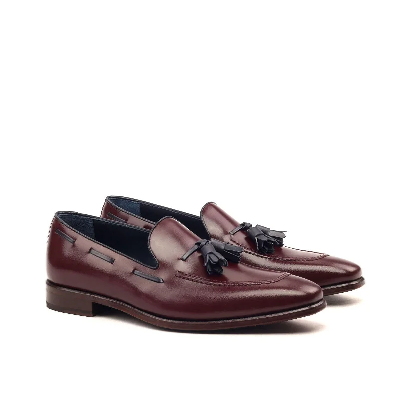 DapperFam Luciano in Burgundy / Navy Men's Italian Leather Loafer Slide Sandal Beach Style DapperFam Luciano in Burgundy / Navy Men's Italian Leather Loafer Slide Sandal Beach Style