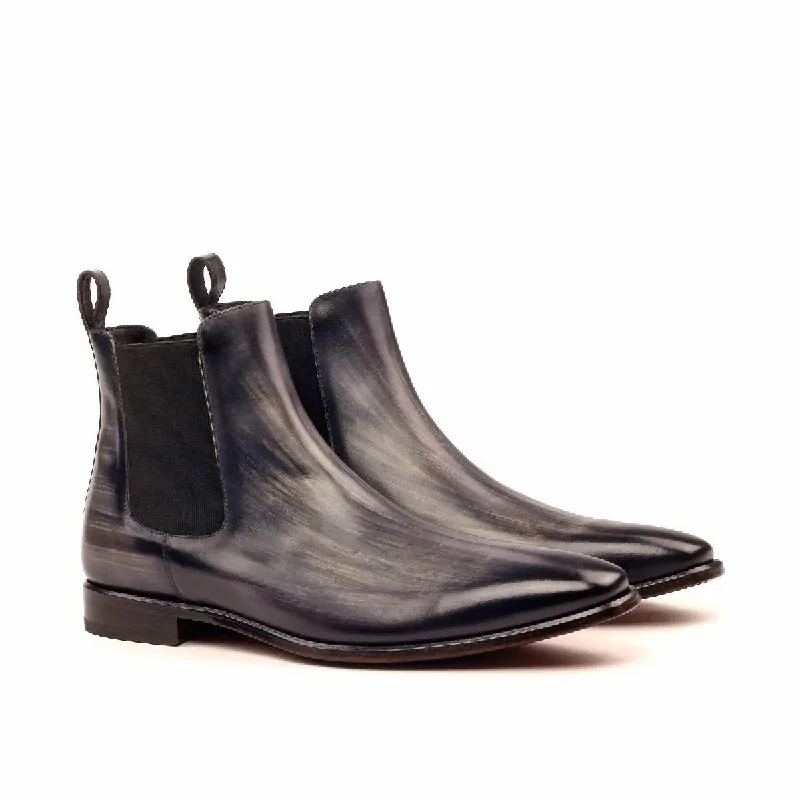 DapperFam Monza in Grey Men's Hand-Painted Patina Chelsea Boot Memory - Foam Slipper Look DapperFam Monza in Grey Men's Hand-Painted Patina Chelsea Boot Memory - Foam Slipper Look