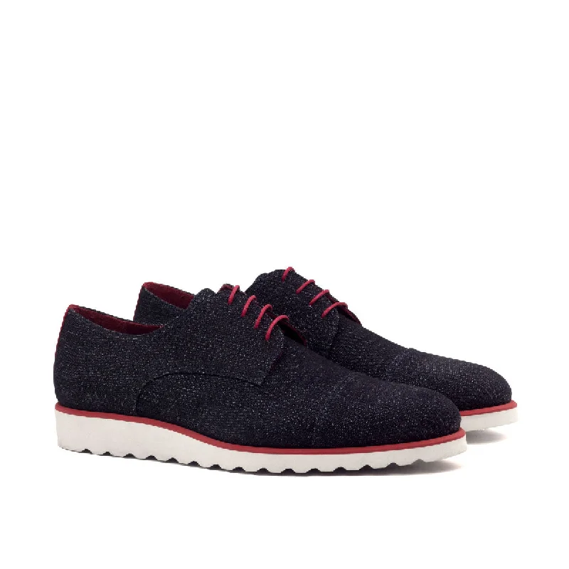 DapperFam Vero in Jeans / Red Men's Sartorial & Italian Suede Derby Striped Shoe Style  