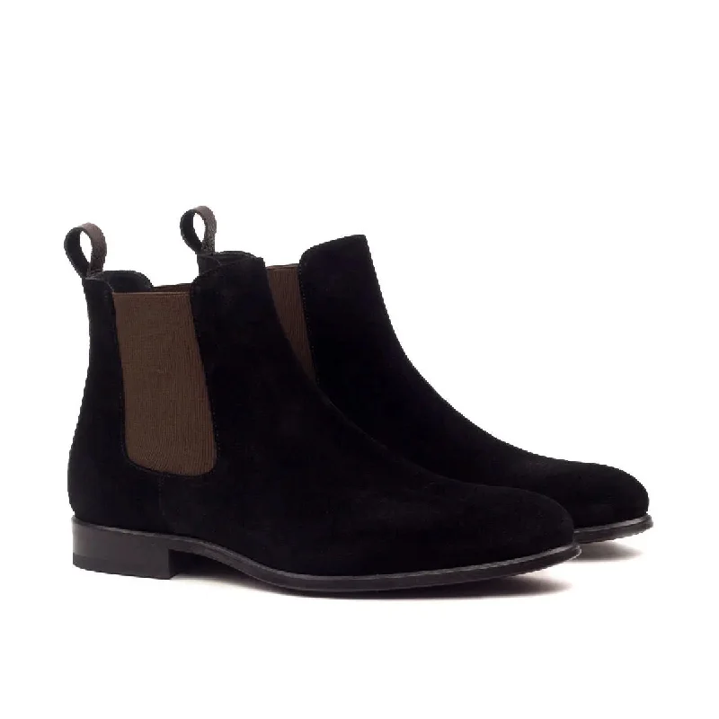 DapperFam Monza in Black / Dark Brown Men's Lux Suede & Italian Full Grain Leather Chelsea Boot Tassel Driving Shoe Look DapperFam Monza in Black / Dark Brown Men's Lux Suede & Italian Full Grain Leather Chelsea Boot Tassel Driving Shoe Look