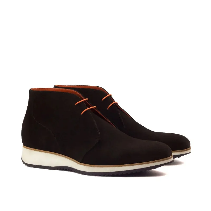DapperFam Vivace in Dark Brown / Cognac Men's Lux Suede & Italian Pebble Grain Leather Chukka Sustainable Shoe Design DapperFam Vivace in Dark Brown / Cognac Men's Lux Suede & Italian Pebble Grain Leather Chukka Sustainable Shoe Design