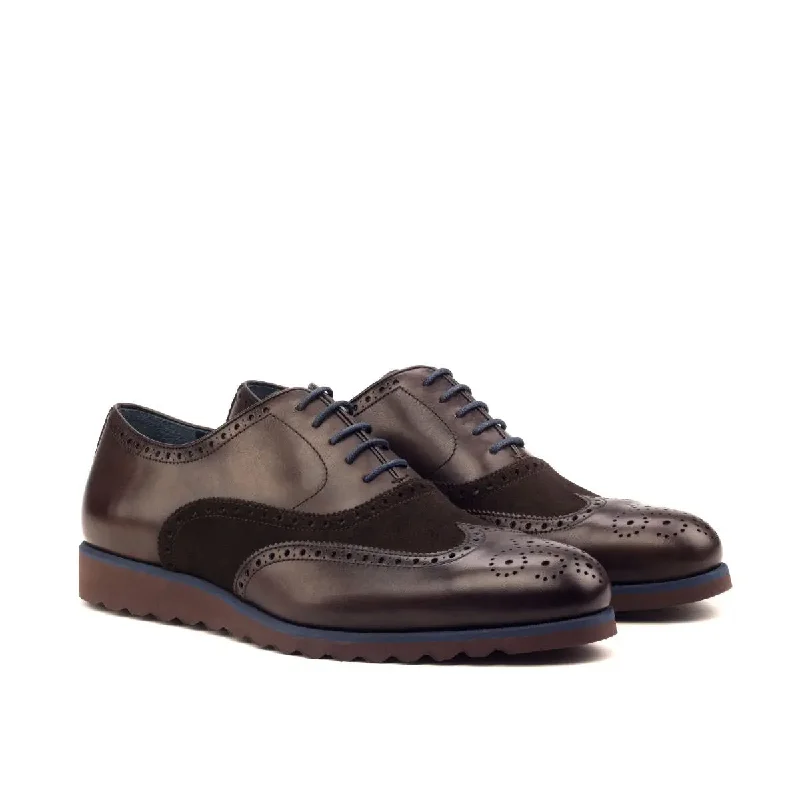 DapperFam Aeron in Dark Brown Men's Lux Suede & Italian Leather Full Brogue Smart - Shoe Functionality Style DapperFam Aeron in Dark Brown Men's Lux Suede & Italian Leather Full Brogue Smart - Shoe Functionality Style