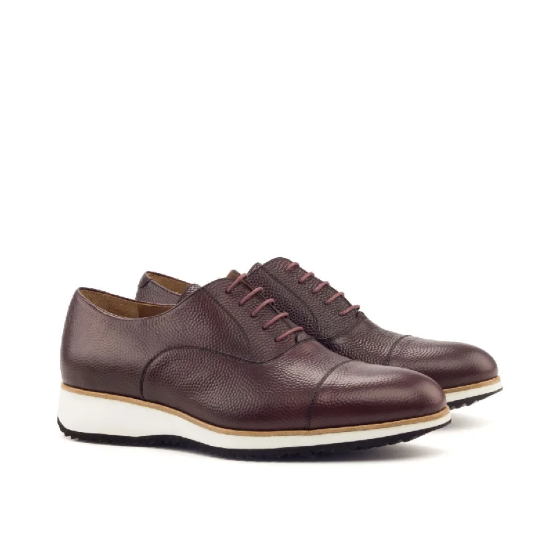 DapperFam Rafael in Burgundy Men's Italian Pebble Grain Leather Oxford Comfortable Derby Style DapperFam Rafael in Burgundy Men's Italian Pebble Grain Leather Oxford Comfortable Derby Style