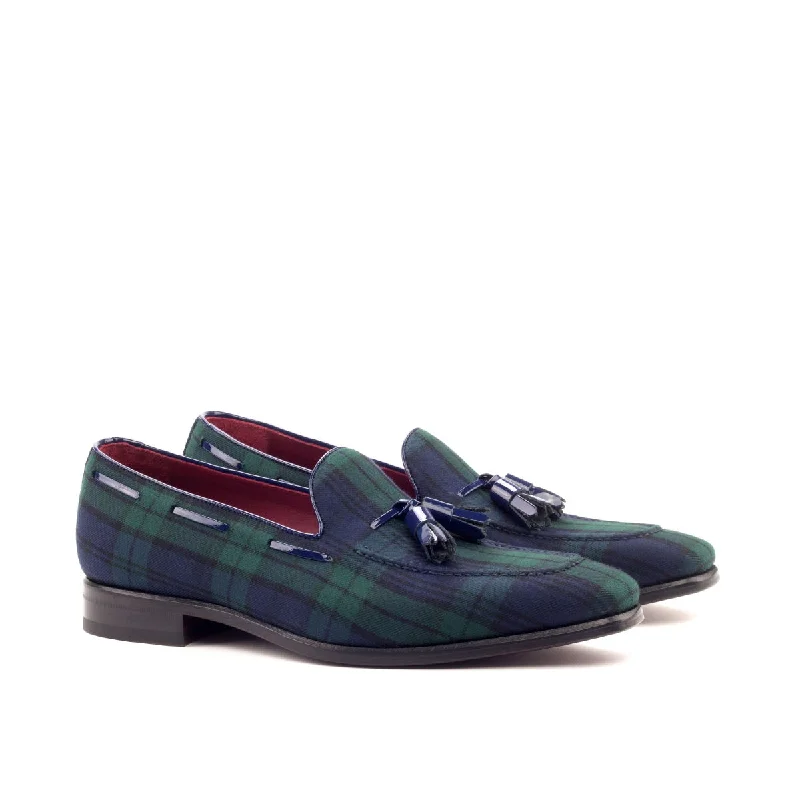 DapperFam Luciano in Blackwatch / Jeans / Cobalt Blue Men's Sartorial & Italian Patent Leather Loafer Distressed Leather Shoe Style DapperFam Luciano in Blackwatch / Jeans / Cobalt Blue Men's Sartorial & Italian Patent Leather Loafer Distressed Leather Shoe Style