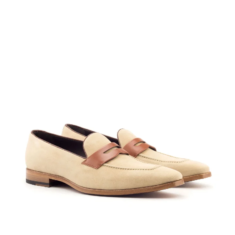 DapperFam Luciano in Taupe / Cognac / Med Brown Men's Italian Leather & Italian Suede Loafer Monochromatic Shoe Look DapperFam Luciano in Taupe / Cognac / Med Brown Men's Italian Leather & Italian Suede Loafer Monochromatic Shoe Look