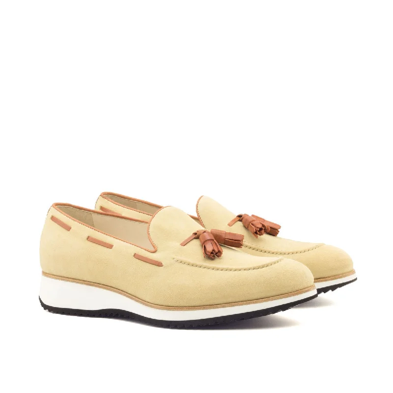 DapperFam Luciano in Sand / Cognac Men's Lux Suede & Italian Leather Loafer Smart - Shoe Functionality Style DapperFam Luciano in Sand / Cognac Men's Lux Suede & Italian Leather Loafer Smart - Shoe Functionality Style