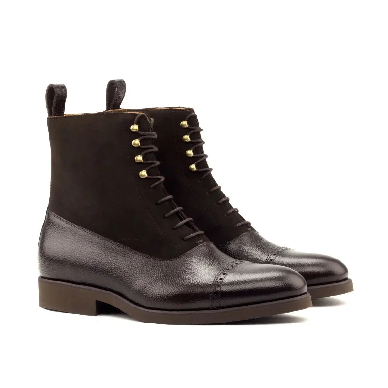 DapperFam Vittorio in Dark Brown Men's Lux Suede & Italian Pebble Grain Leather Balmoral Boot Ivy League Loafer Look DapperFam Vittorio in Dark Brown Men's Lux Suede & Italian Pebble Grain Leather Balmoral Boot Ivy League Loafer Look